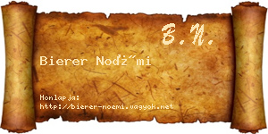 Bierer Noémi névjegykártya